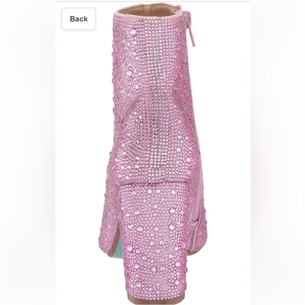 🦋🌙 BETSEY JOHNSON | Pink Rhinestone Ankle Booties - Picture 8 of 12